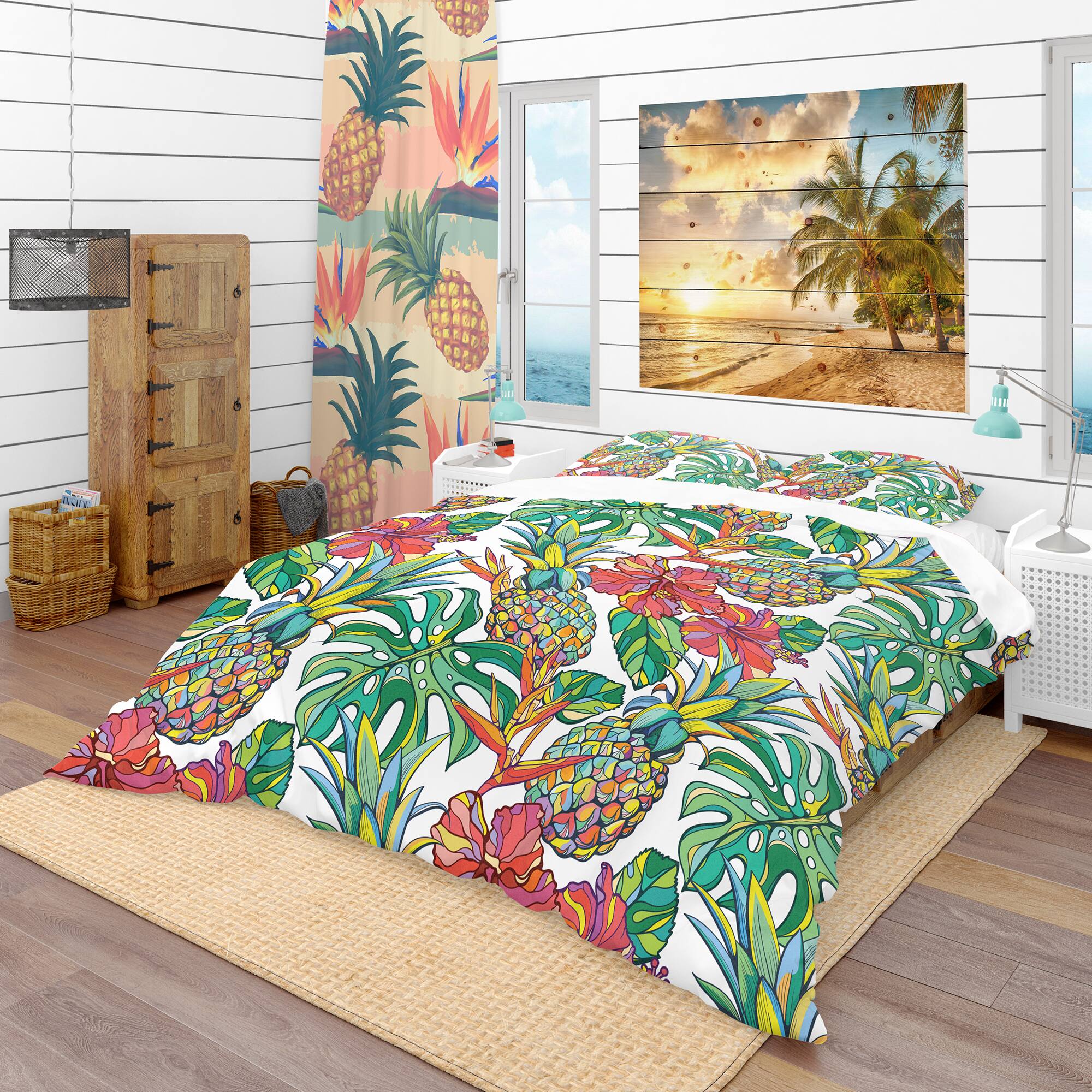 Designart 'Colorful Tropical Pattern' Tropical Bedding Set